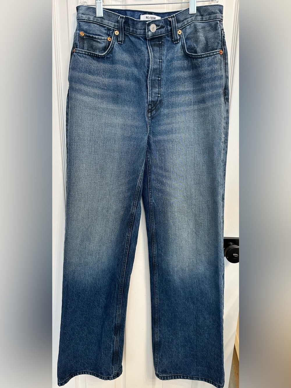 Re/Done High-Rise Wide-Leg Jeans in Midnight Size 28 $315 - Picture 6 of 9
